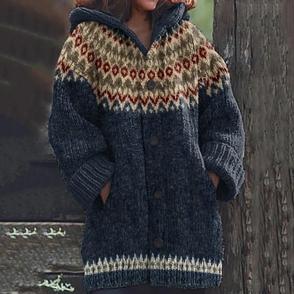 Lydia - Warm oversized dark blue cardigan