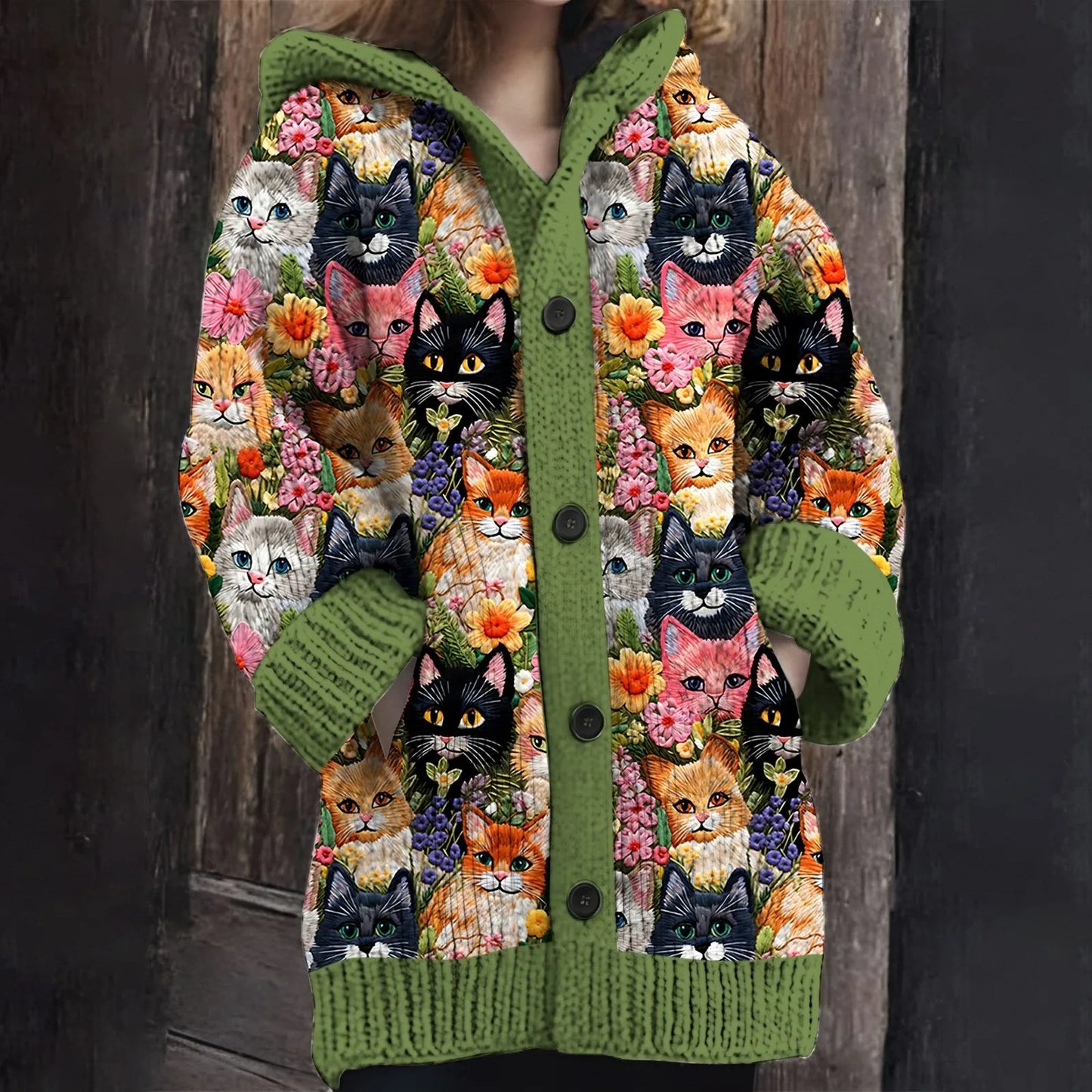 Emelia - Cute cat print Cardigan