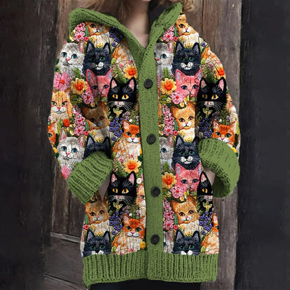 Emelia - Cute cat print Cardigan