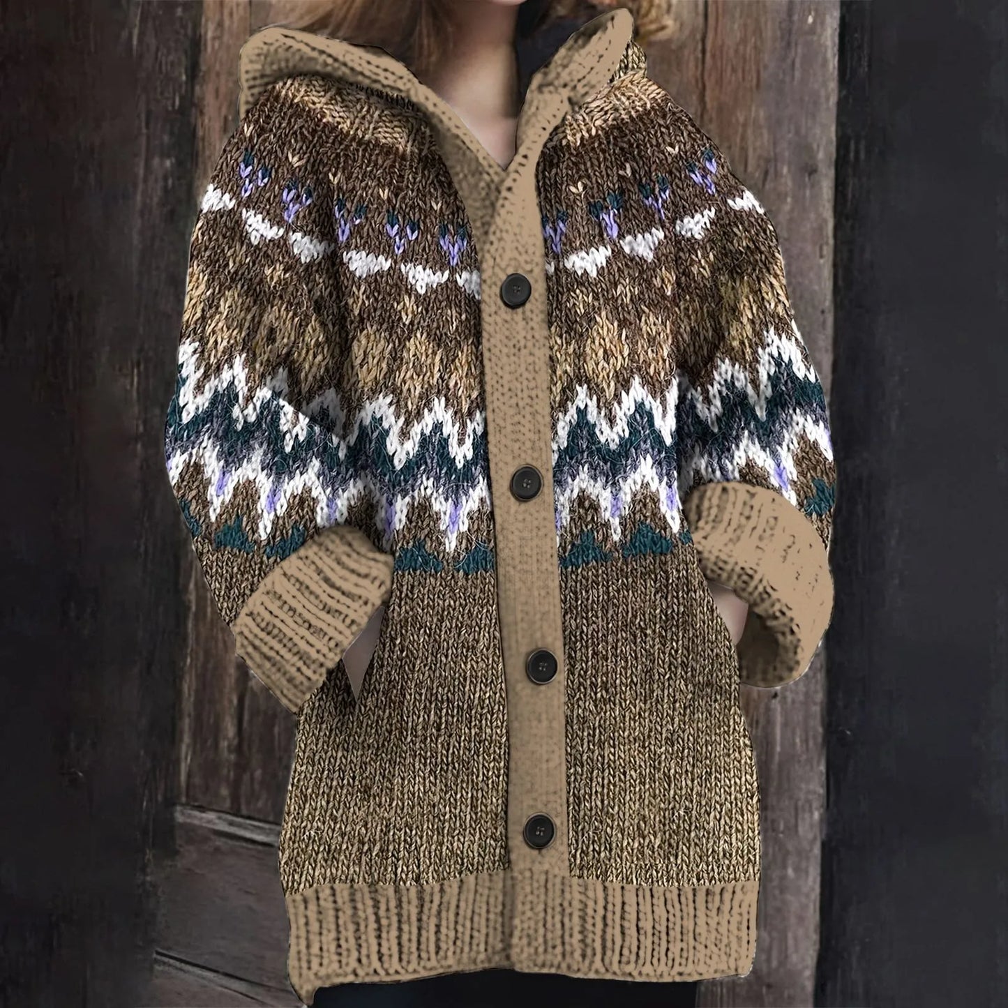 Sammy - Warm winter Brown Cardigan