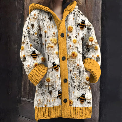 Alison - Warm winter Yellow/White Cardigan