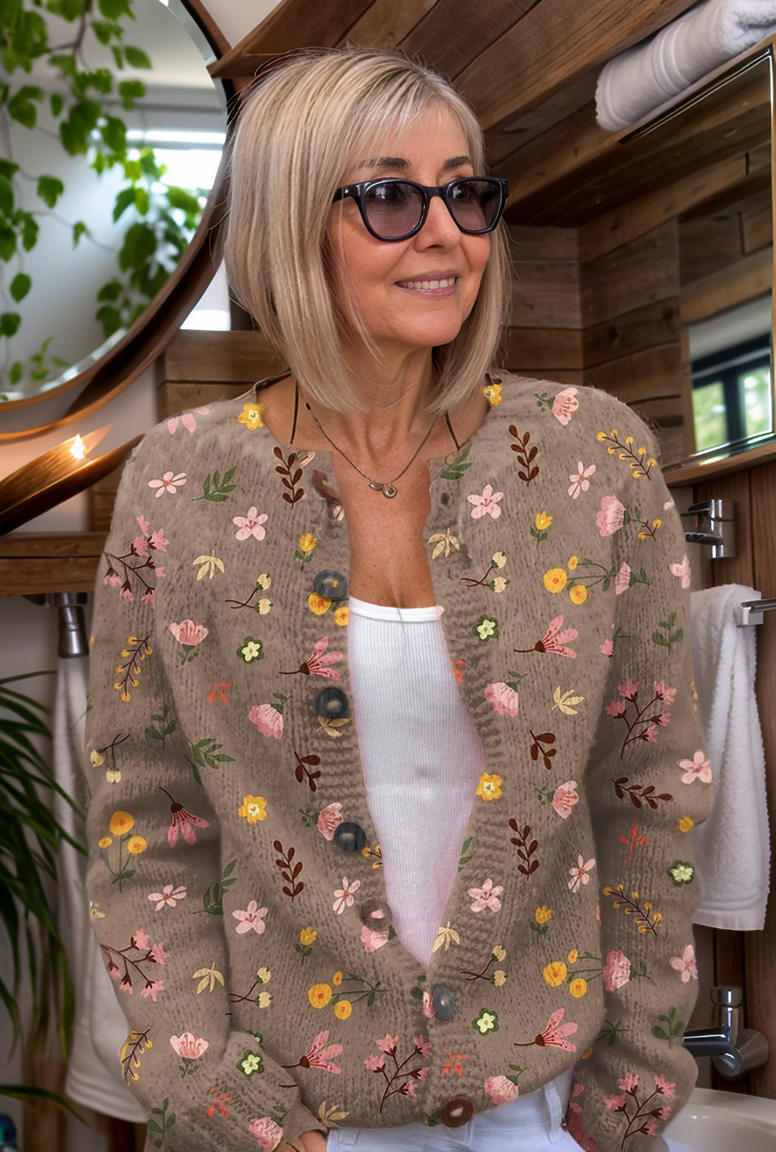 Marta - Cardigan with floral print - Brown