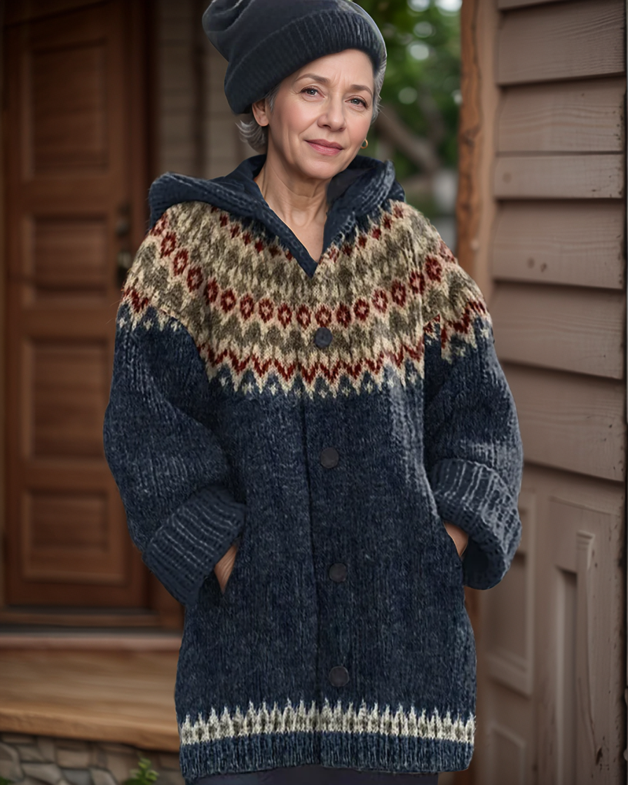 Lydia - Warm oversized dark blue cardigan