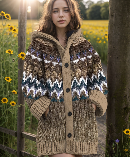 Sammy - Warm winter Brown Cardigan