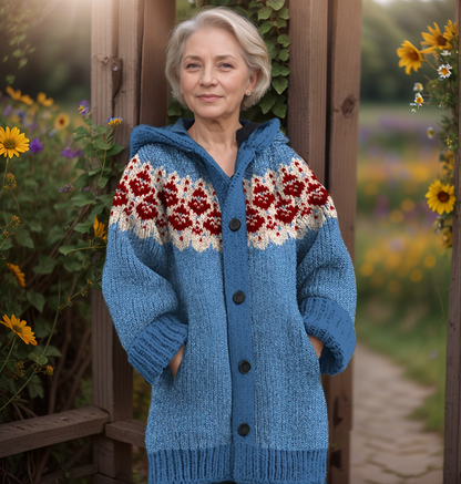 Jane - Woolen Warm Light Blue Cardigan