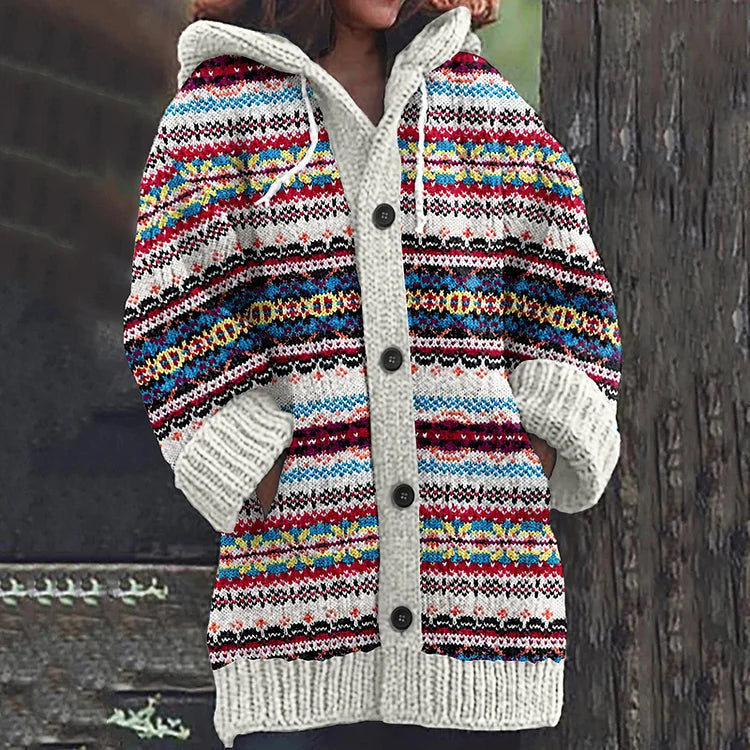 Neve - Winter hooded colored cardigan